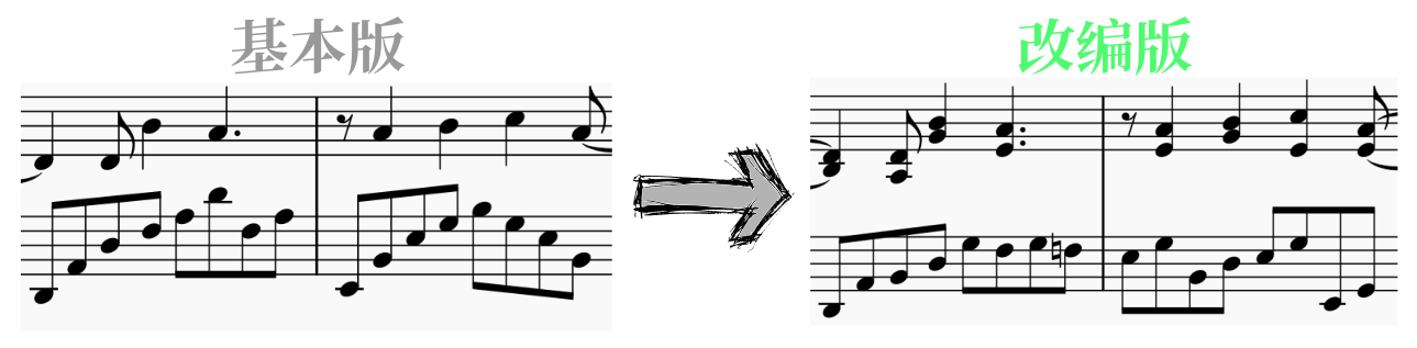 主歌部分的左手重新编排